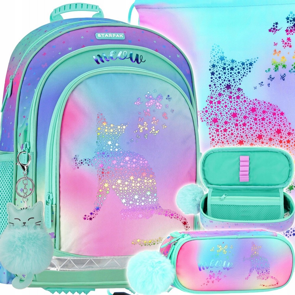 Školský set STARPAK Ombre Kitty: batoh, školský vak a puzdro